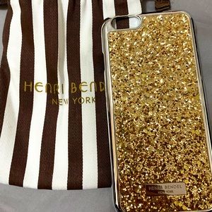 Henri Bendel iPhone case in gold glitter!!! Never used.